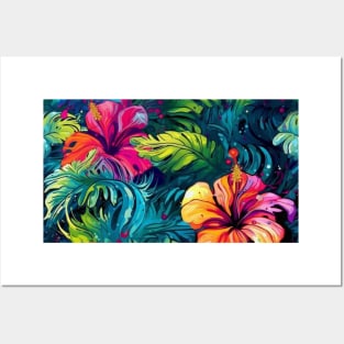 Colorful hibiscus pattern Posters and Art